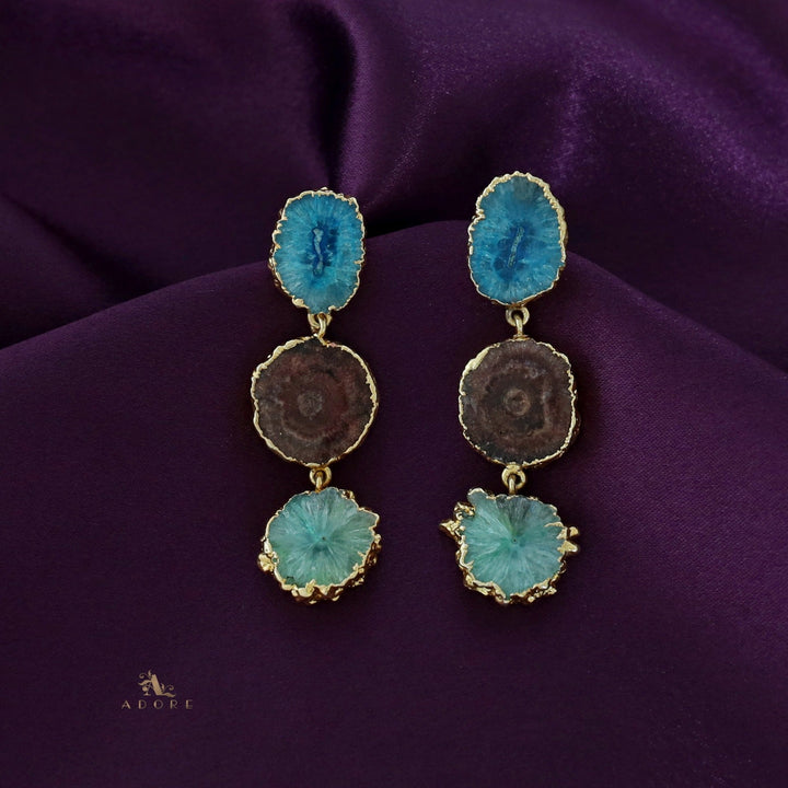 Iliana 3 Layer Solar Agate Earring