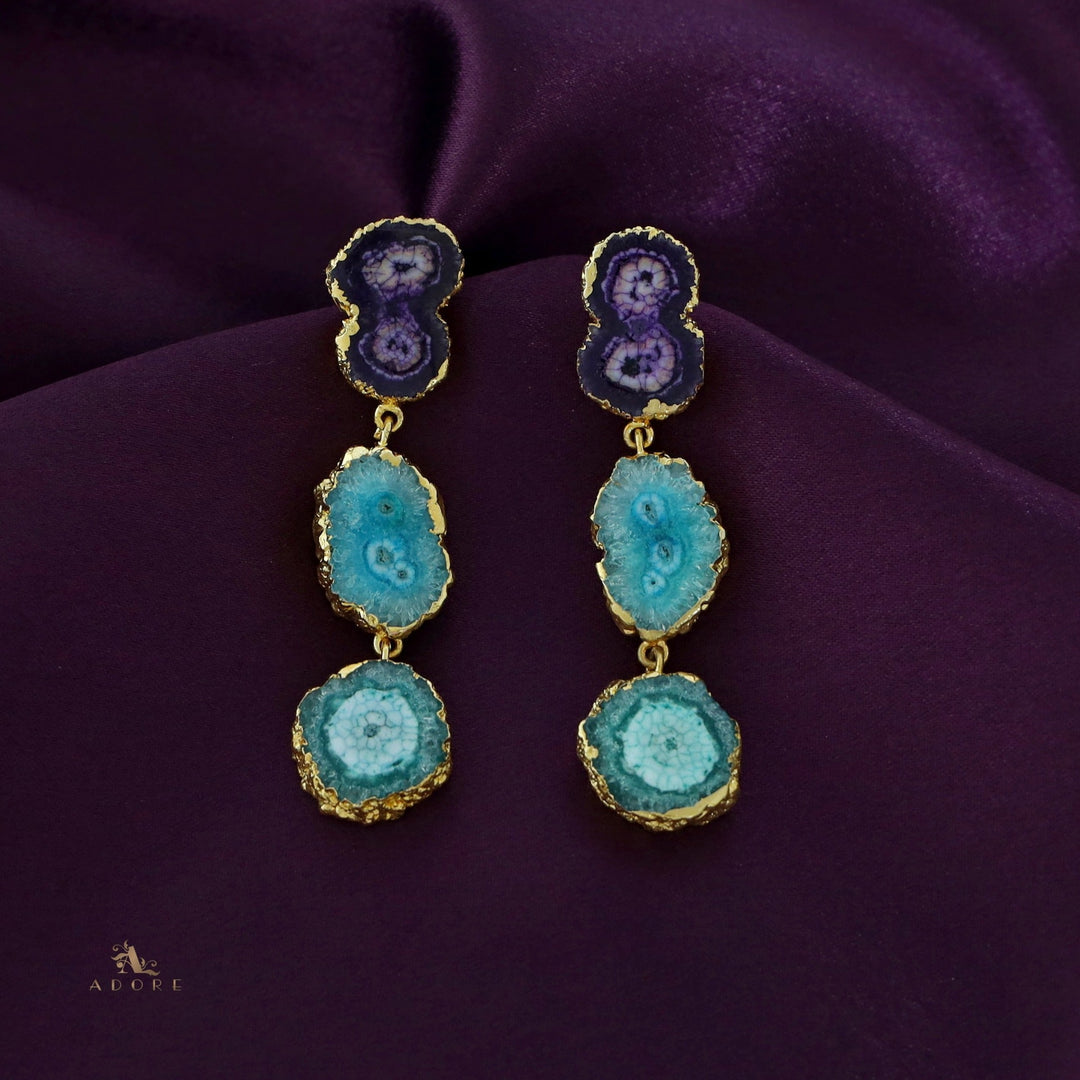 Iliana 3 Layer Solar Agate Earring