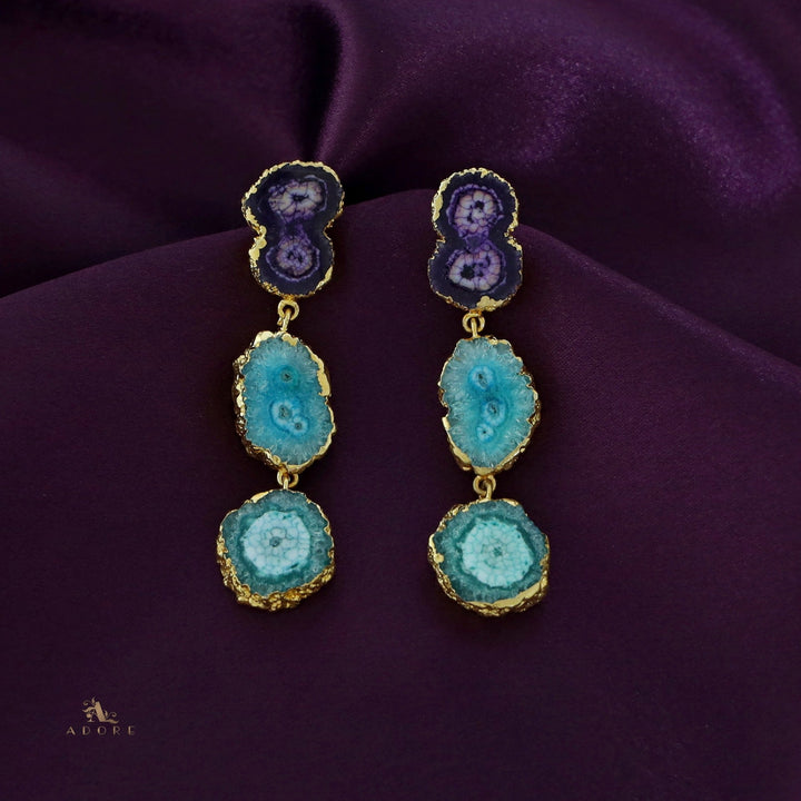 Iliana 3 Layer Solar Agate Earring