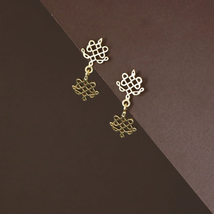 Telese Golden Dual Knot Earring