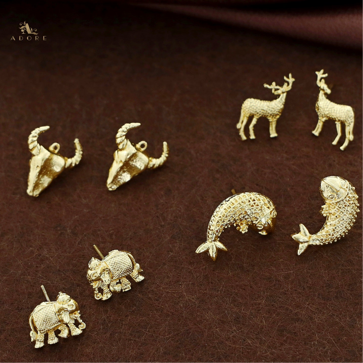 Golden Reindeer Earring