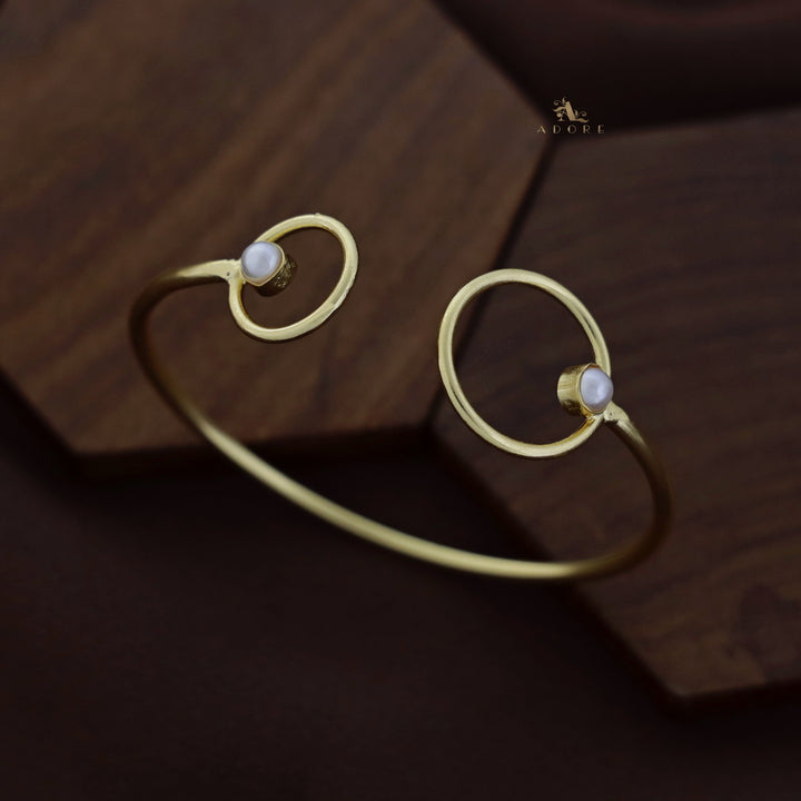 Valma Golden Twin Circle Pearl Bangle