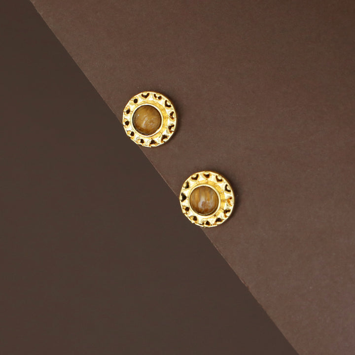 Elettra Golden Circle Glossy + Raw Stone Stud