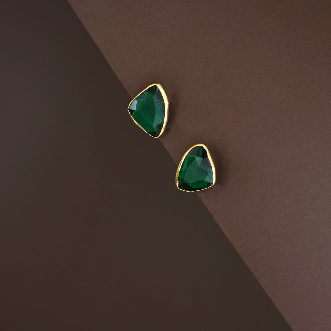 Dhanna Curvy Triangle Glossy Stone Stud