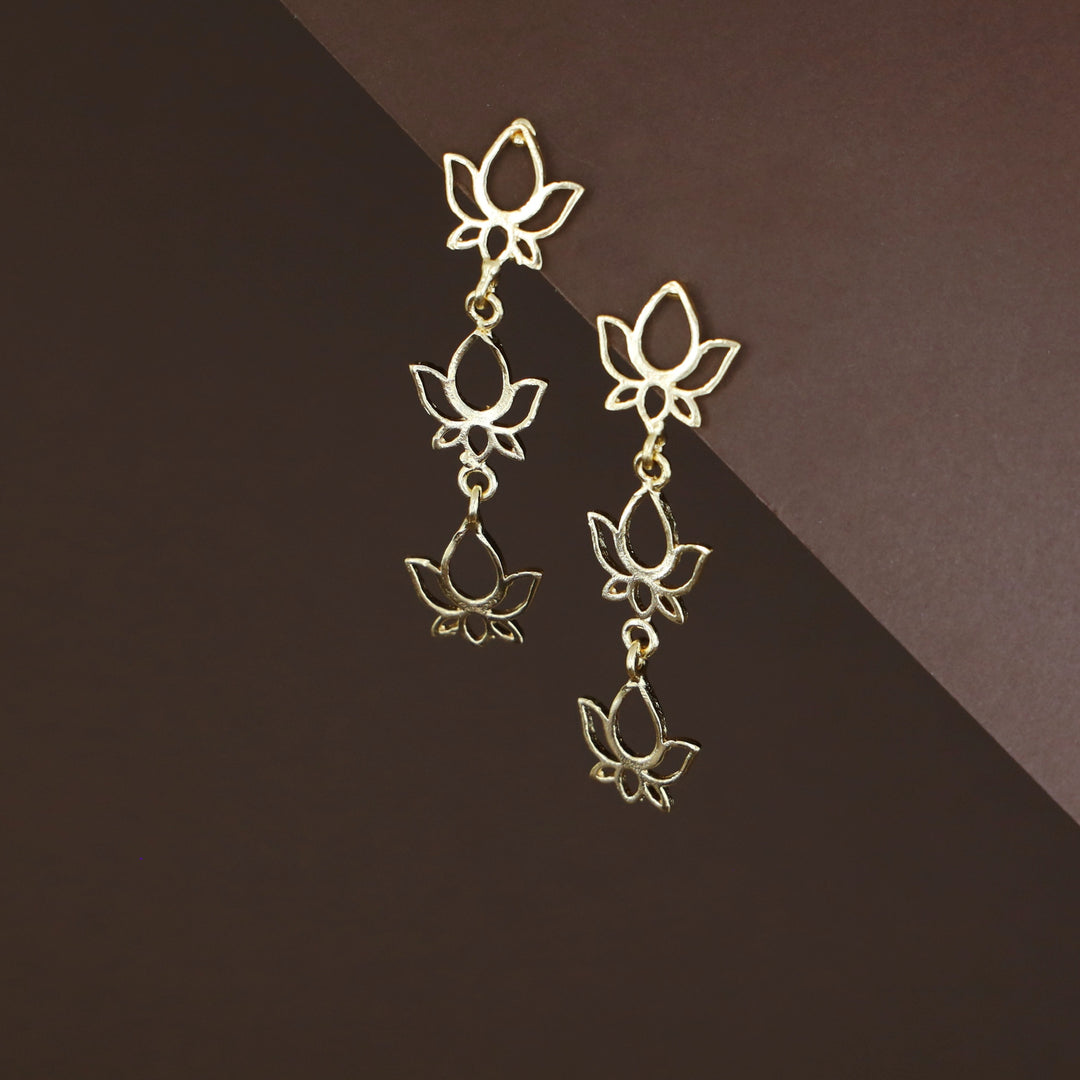 Liv Golden Tri Lotus Earring