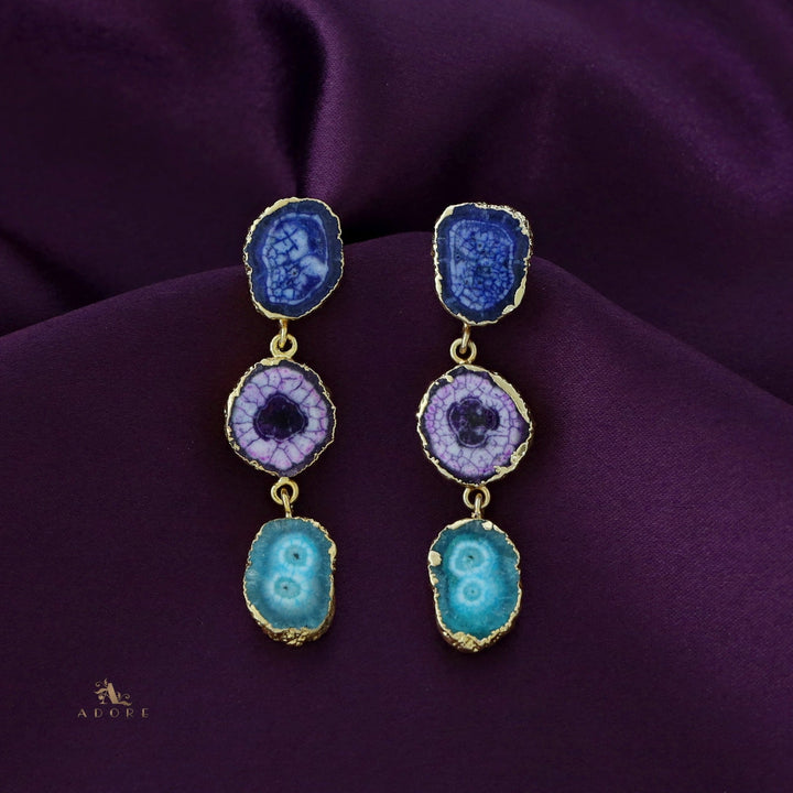 Iliana 3 Layer Solar Agate Earring
