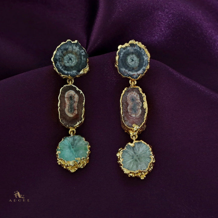 Iliana 3 Layer Solar Agate Earring