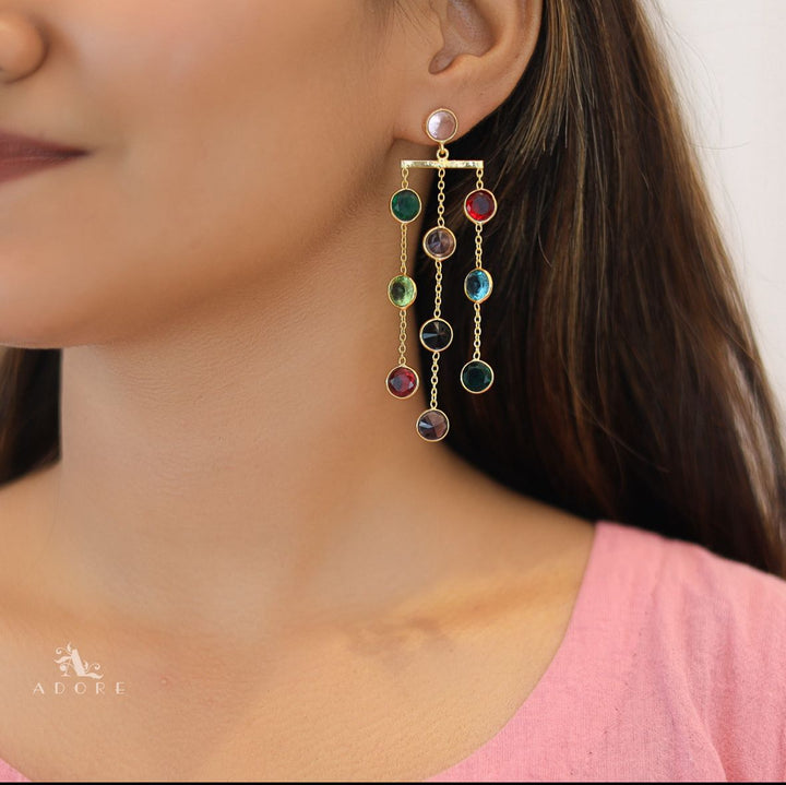 Elowyn 3 Layer Glossy Round Tassel Earring