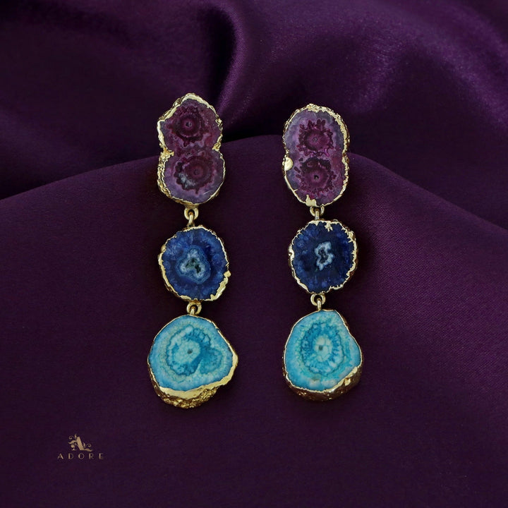 Iliana 3 Layer Solar Agate Earring