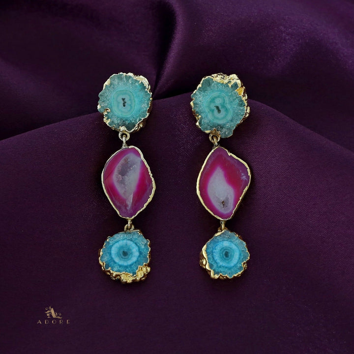 Iliana 3 Layer Solar Agate Earring