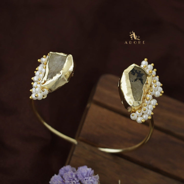 Caitlin Raw Stone Cluster Pearl Bangle