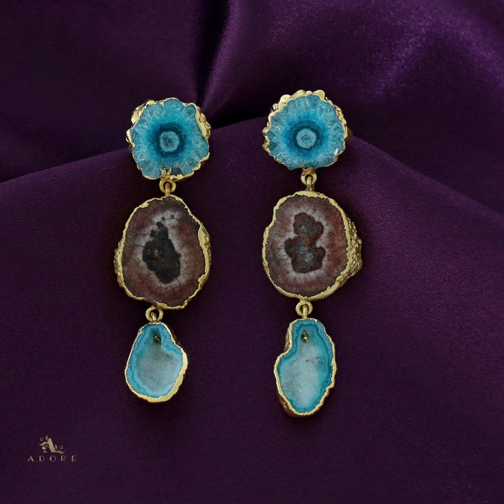 Iliana 3 Layer Solar Agate Earring