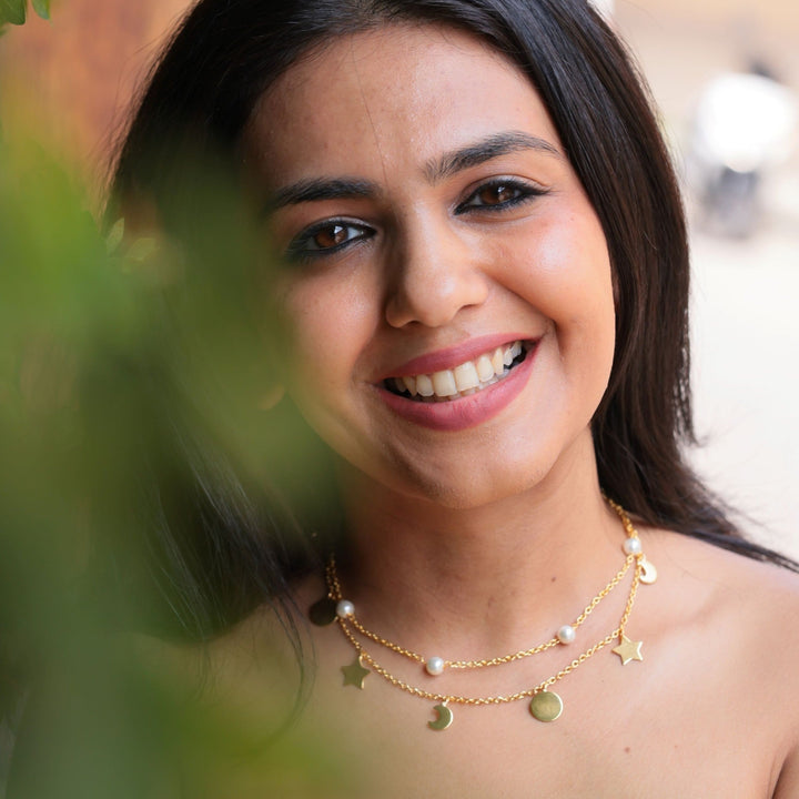 Golden 2 Layer Astral Pearl Neckpiece