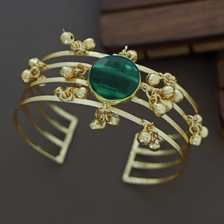 Simna Ghungroo Glossy + Raw Stone 4 Laryer Bangle
