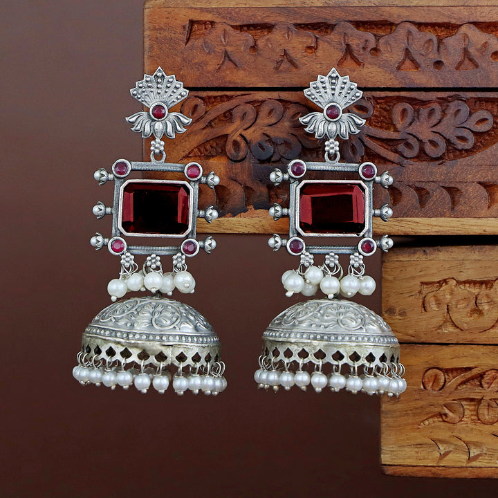 Liliana Rectangle Glossy Pearl Jhumka