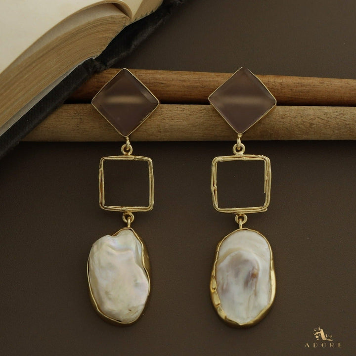 Niya Raw Stone Diamondina Baroque Earring