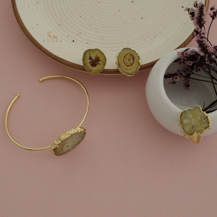 Adore Solar Agate Combo - Bracelet + Studs + Ring