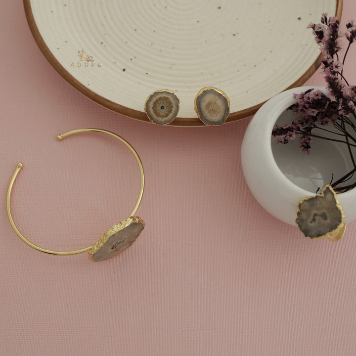 Adore Solar Agate Combo - Bracelet + Studs + Ring