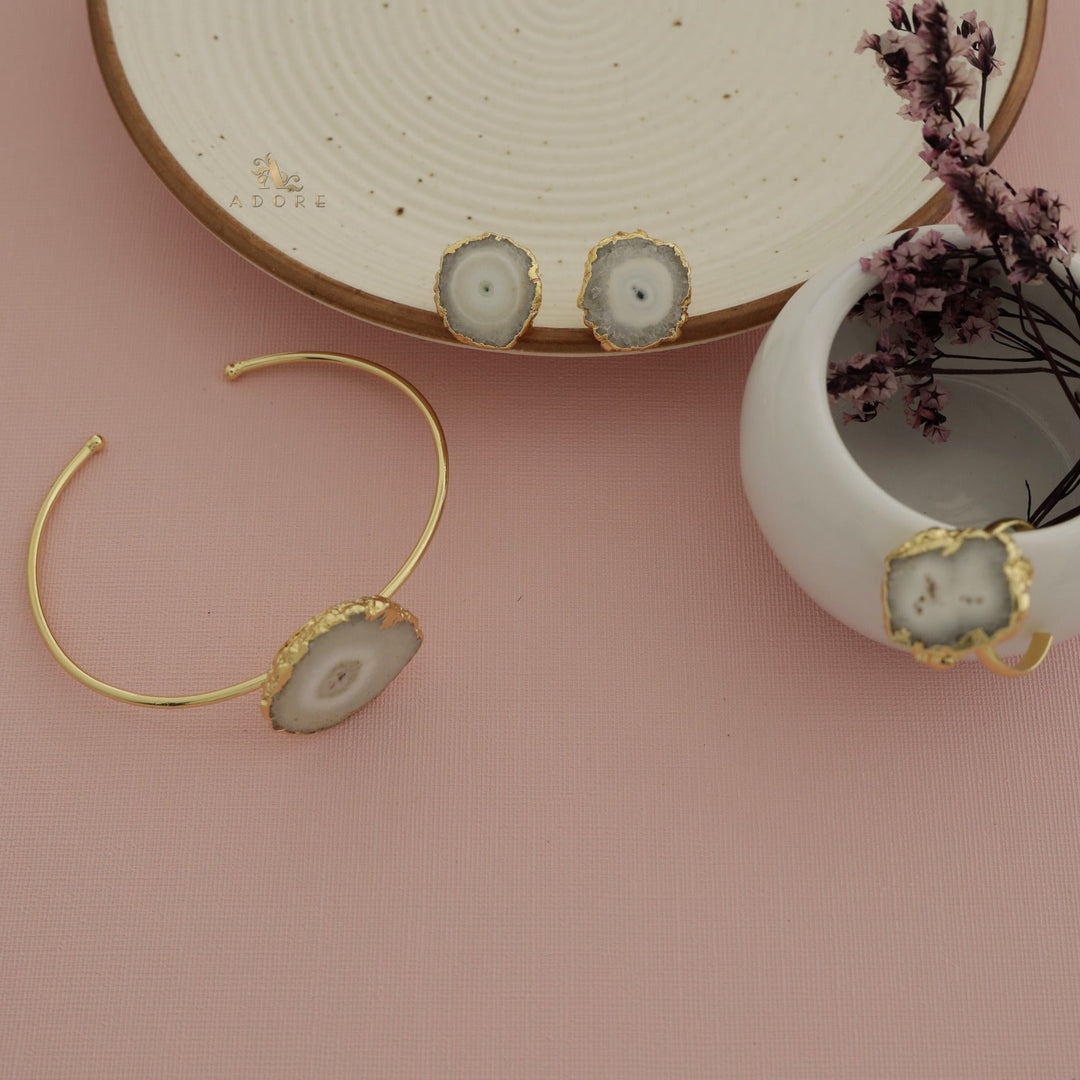 Adore Solar Agate Combo - Bracelet + Studs + Ring