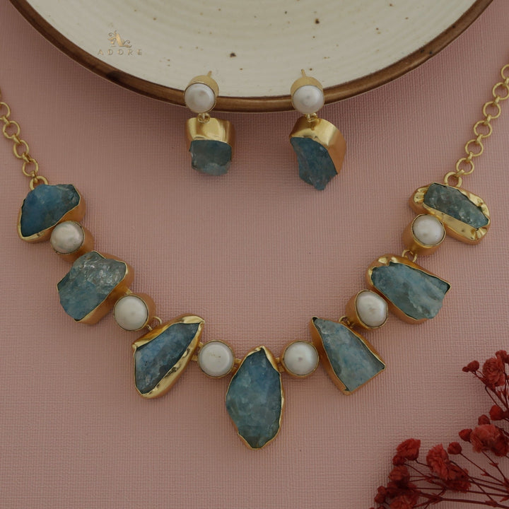 Pegasus Rugged Stone Neckpiece With Earring