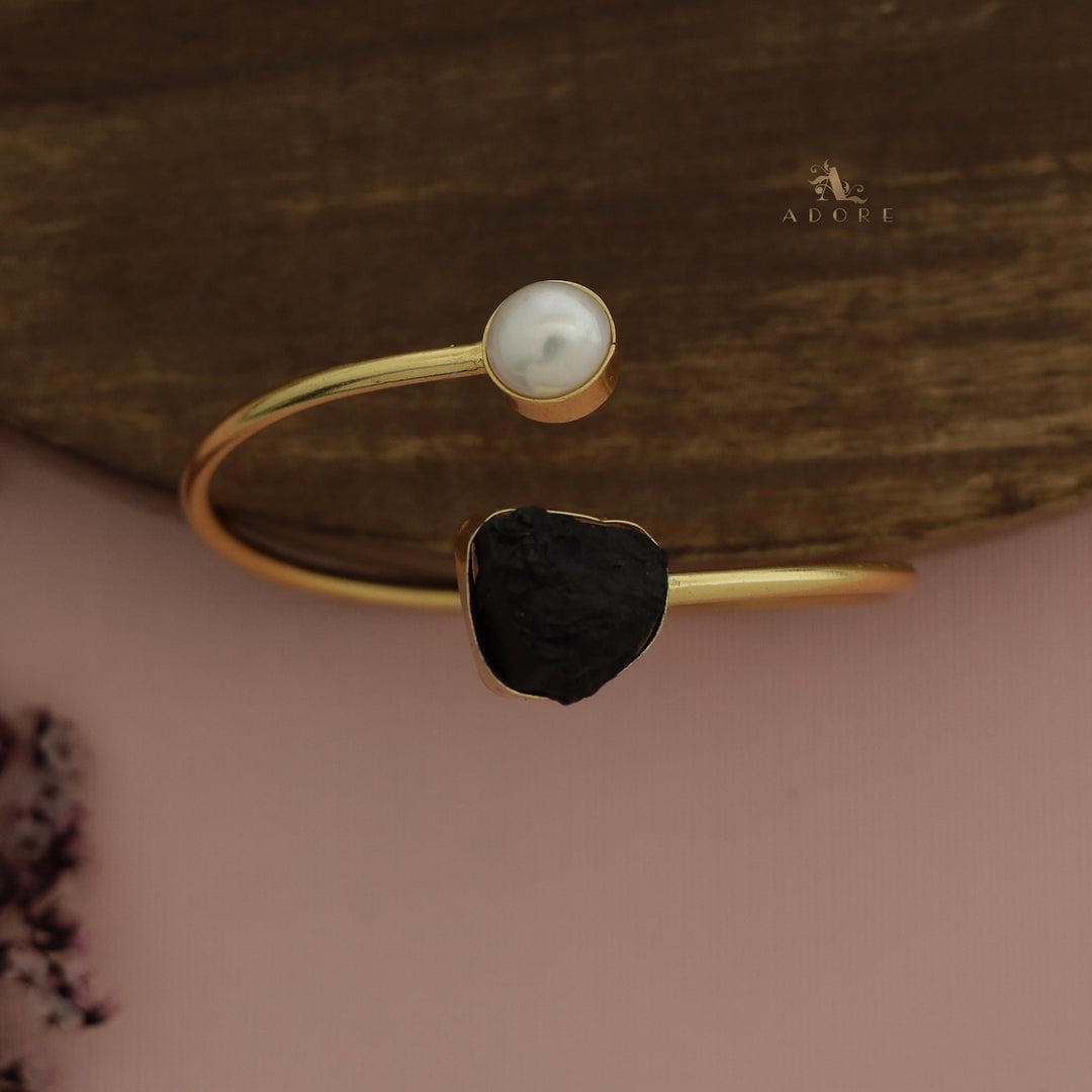 Libra Dyed & Raw Stone + Pearl Bangle
