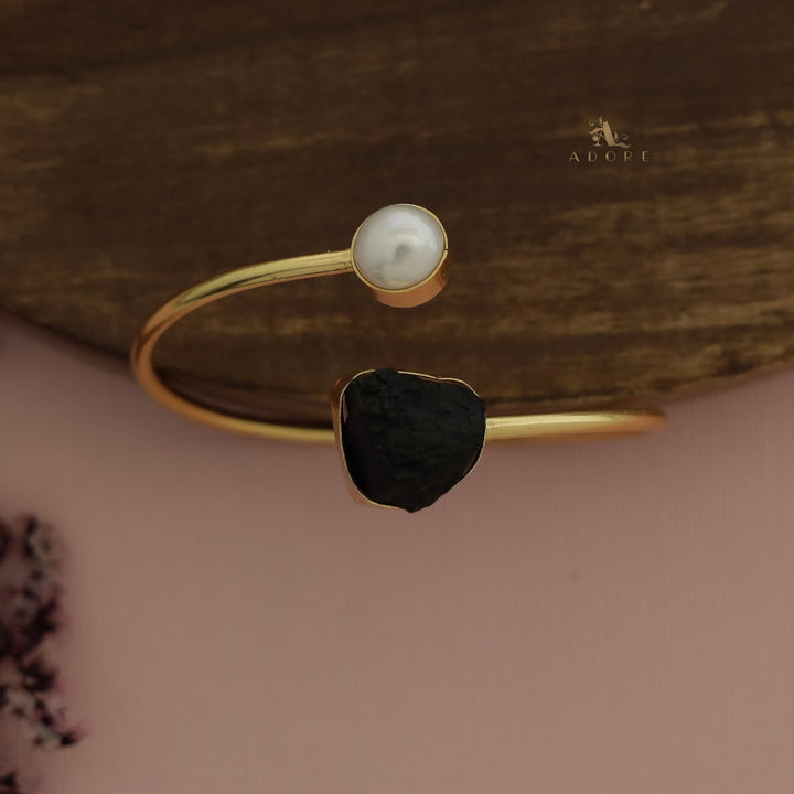Libra Dyed & Raw Stone + Pearl Bangle