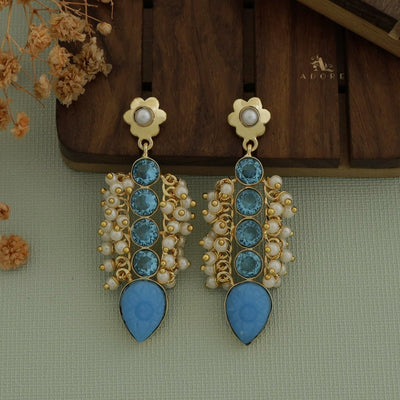 Clustered Pearly Glossy Carved Drop Earring