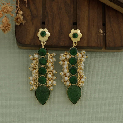 Clustered Pearly Glossy Carved Drop Earring