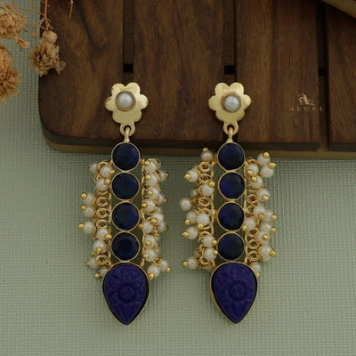 Clustered Pearly Glossy Carved Drop Earring