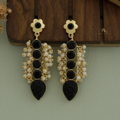 Clustered Pearly Glossy Carved Drop Earring
