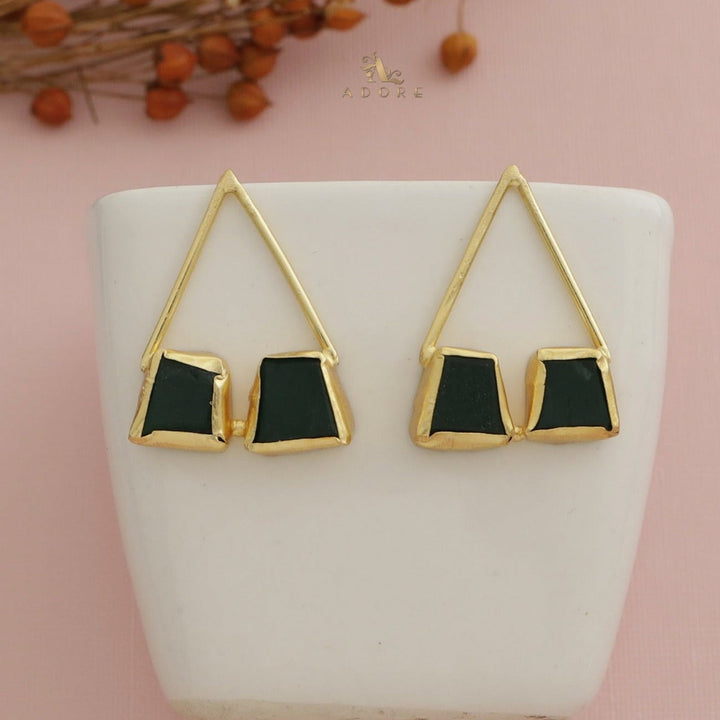 Mablika Triangle Dual Raw Stone Earring