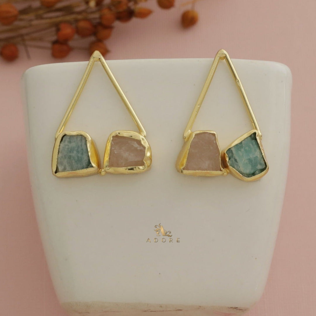 Mablika Triangle Dual Raw Stone Earring