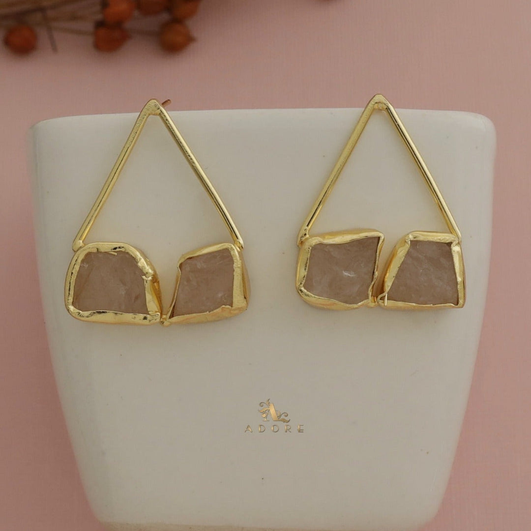 Mablika Triangle Dual Raw Stone Earring