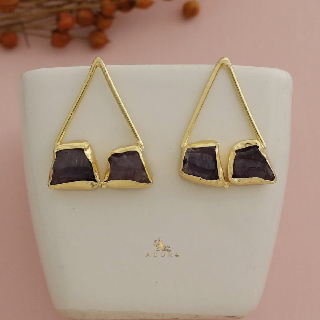 Mablika Triangle Dual Raw Stone Earring