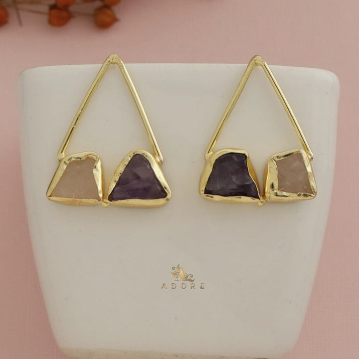 Mablika Triangle Dual Raw Stone Earring