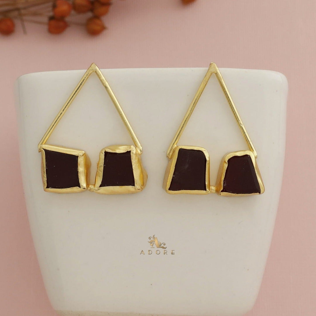 Mablika Triangle Dual Raw Stone Earring