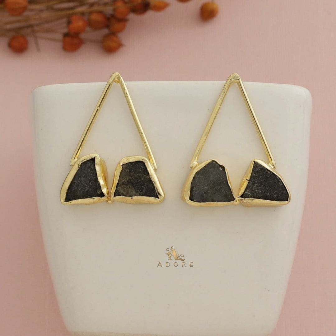 Mablika Triangle Dual Raw Stone Earring