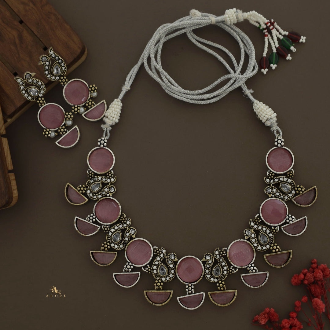 Mangadha Dual Tone Neckpiece With Earring