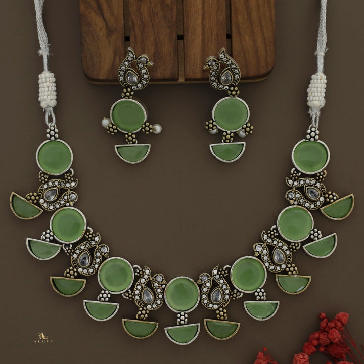 Mangadha Dual Tone Neckpiece With Earring