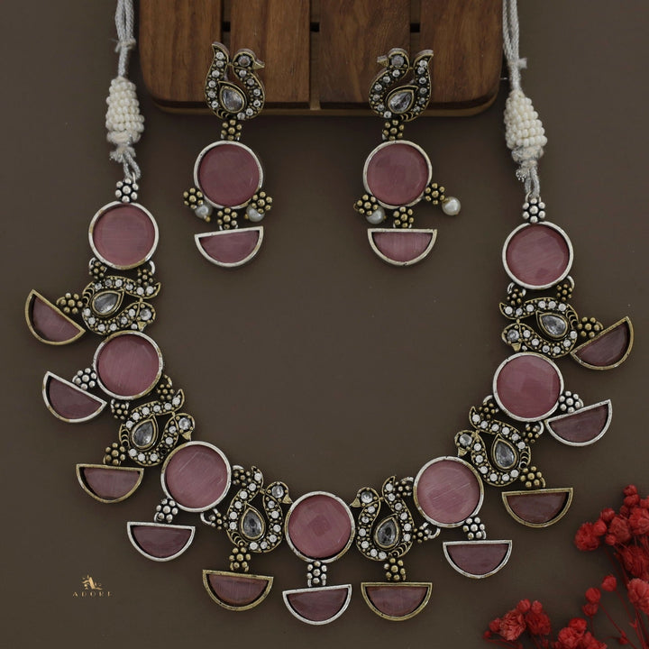 Mangadha Dual Tone Neckpiece With Earring