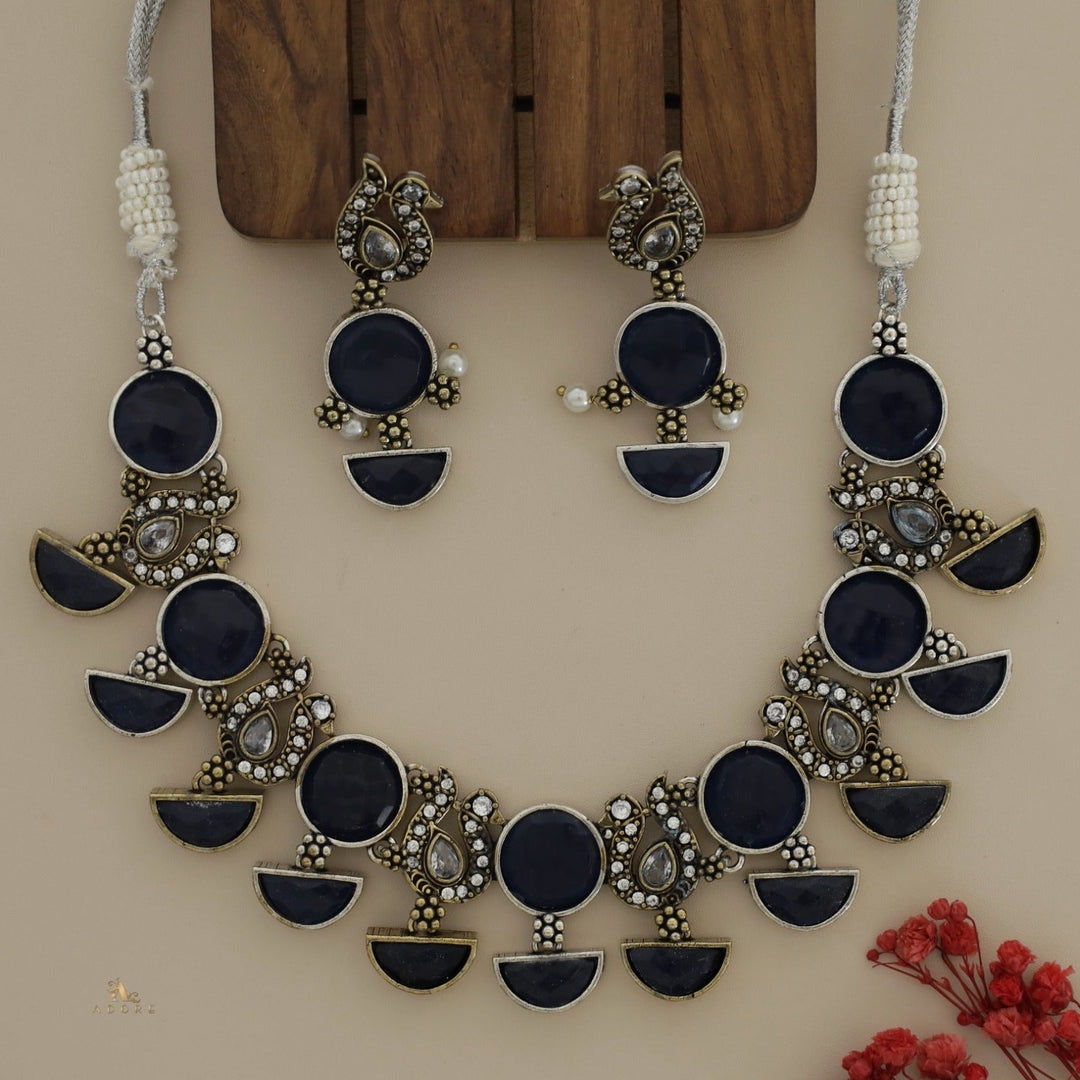 Mangadha Dual Tone Neckpiece With Earring