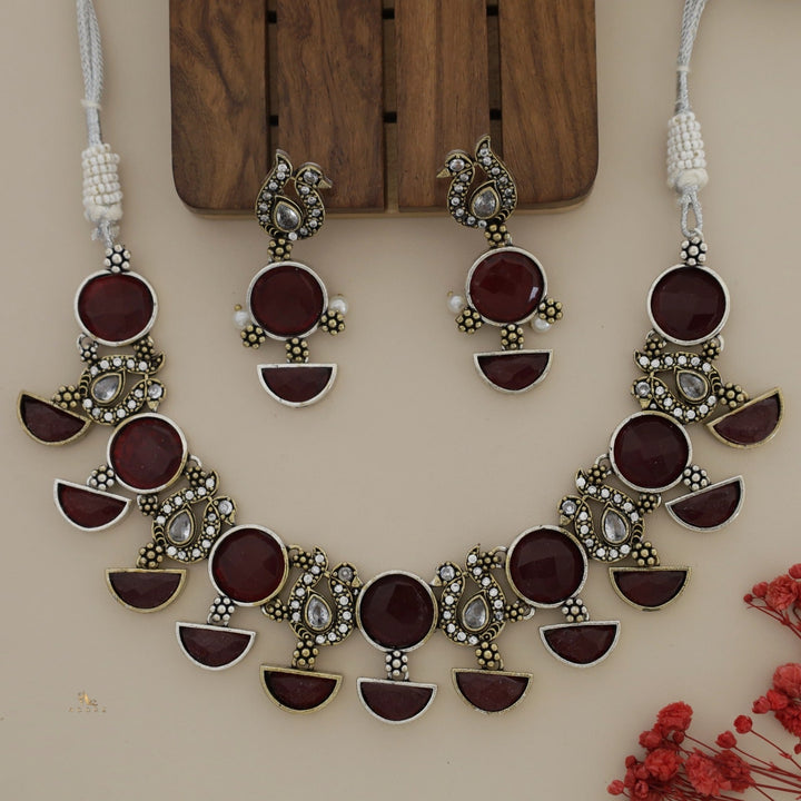 Mangadha Dual Tone Neckpiece With Earring