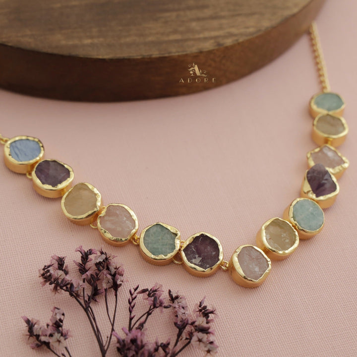 Esme Round Raw Stone Choker / Short Neckpiece