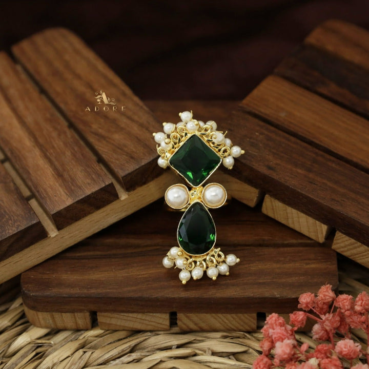Ivy Drop And Diamond Cluster Pearl Ring
