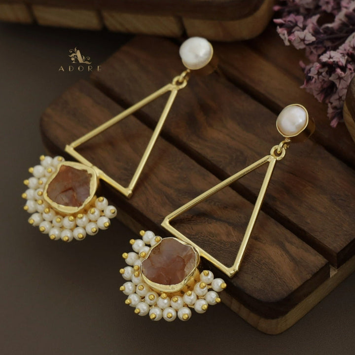 Ziba Baroque +  Raw Stone Triangle Cluster Pearl Earring