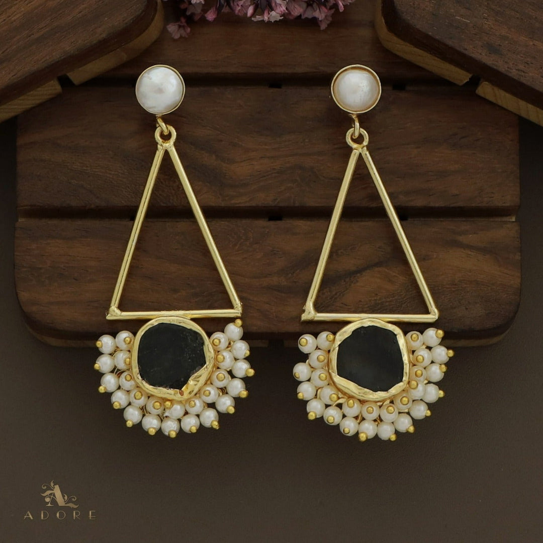 Ziba Baroque +  Raw Stone Triangle Cluster Pearl Earring