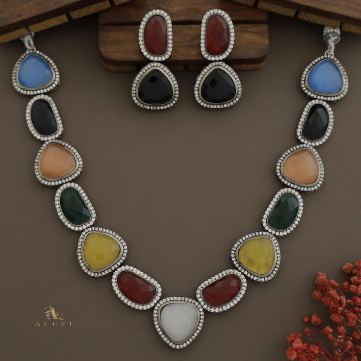 Adore - Multicolour Elite Neck Piece With Earring