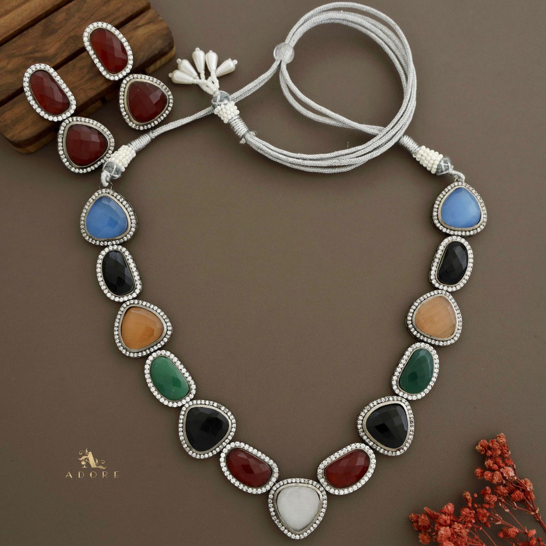 Adore - Multicolour Elite Neck Piece With Earring