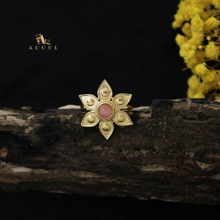 Textured Lara Glossy Flower Ring