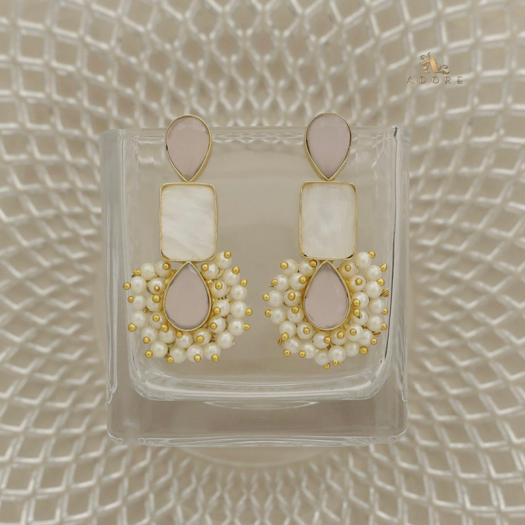 Ime Glossy Drop + MOP Cluster Pearl Earring
